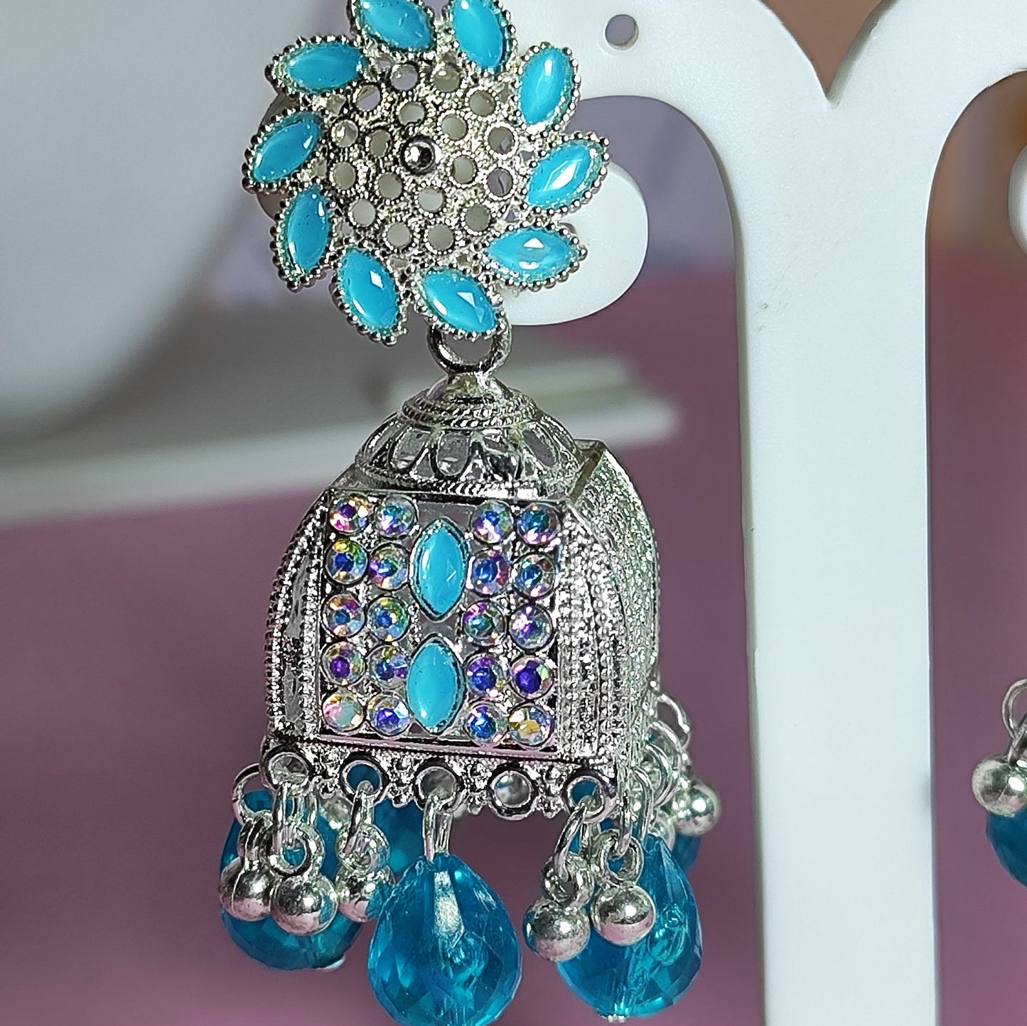 Sky blue big Jhumka | Ethenic Ekam
