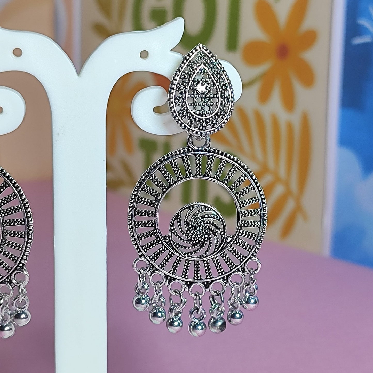 Ethenic Ghunghroo Jhumki | Oxidised | Ekam