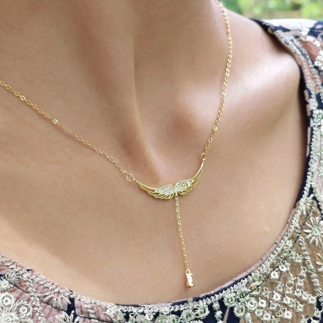 Long wings pendant | Anti-tarnish Ekam
