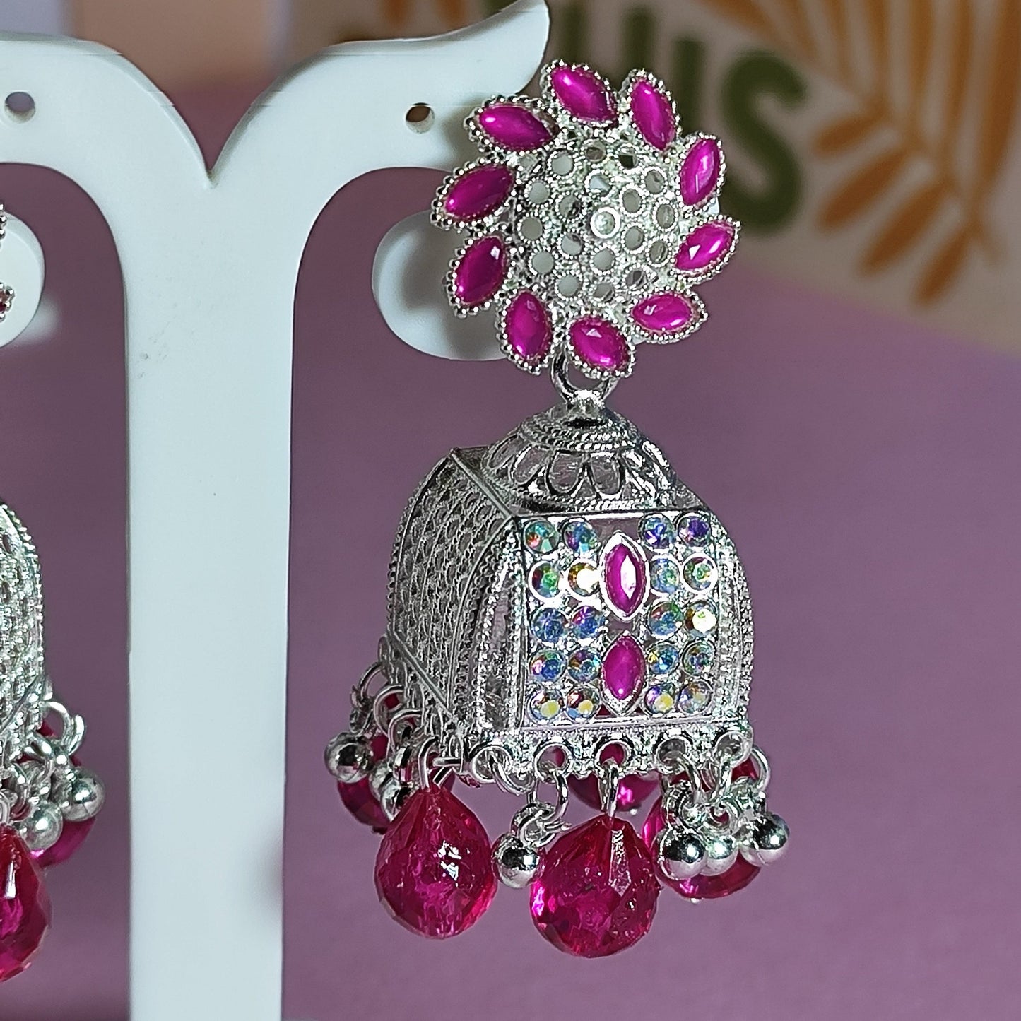 Pink Big size Jhumka | Ethenic Ekam